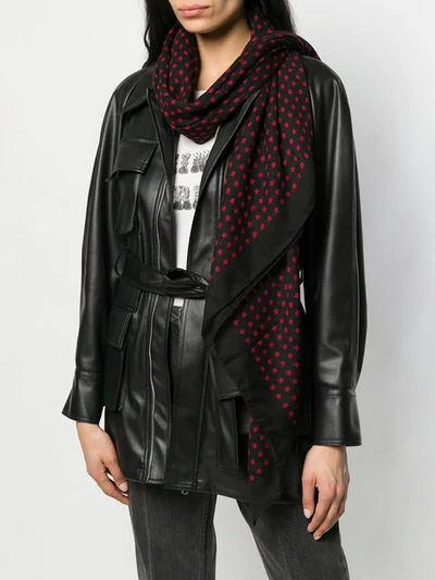 Shop Saint Laurent Star Print Scarf In Black