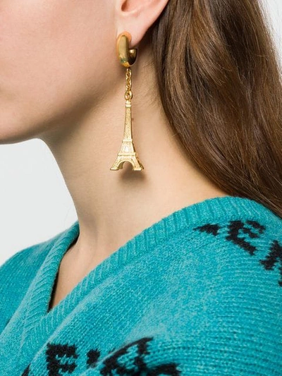 Shop Balenciaga Eiffel Tower Earring In Metallic