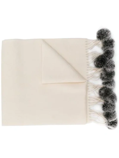 Shop N•peal Fur Bobble Woven Scarf In White