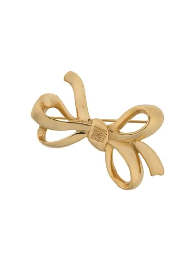 Pre-owned Givenchy Bow-shaped Pin Brooch In Gold