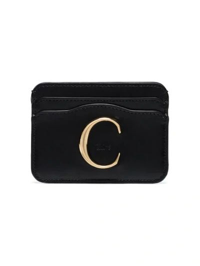 Shop Chloé Logo Plaque Cardholder In Black