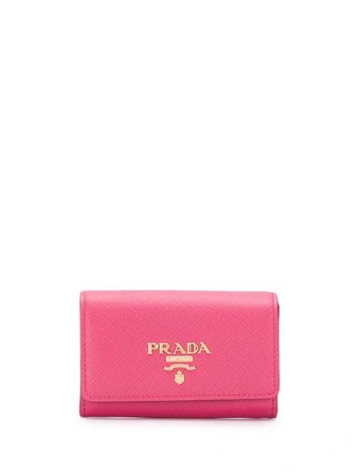 Shop Prada Logo Plaque Purse In Pink