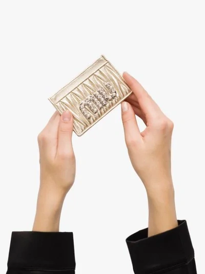 Shop Miu Miu Matelassé Card Holder In Metallic