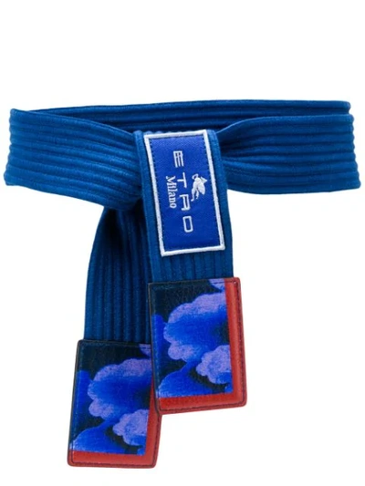 Shop Etro Thick Belt In Blue