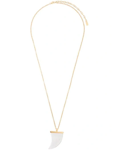 Shop Saint Laurent Horn Pendant Necklace In Gold