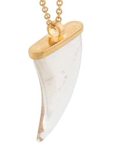 Shop Saint Laurent Horn Pendant Necklace In Gold