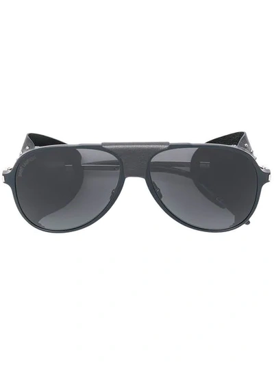 Shop Saint Laurent Blind Aviator Sunglasses In Black