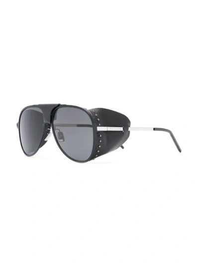 Shop Saint Laurent Blind Aviator Sunglasses In Black