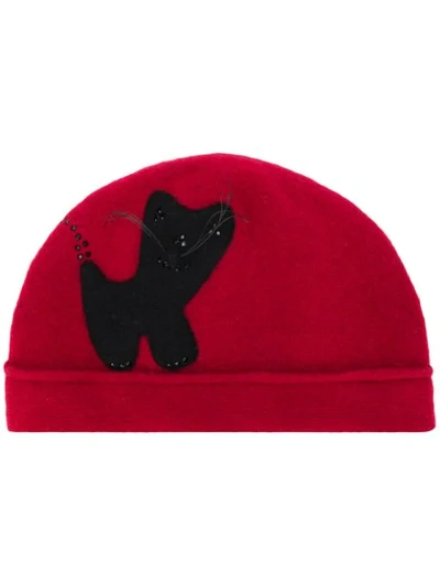 Shop Le Chapeau Cat Embellished Hat - Red