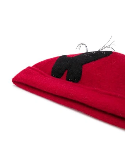 Shop Le Chapeau Cat Embellished Hat - Red