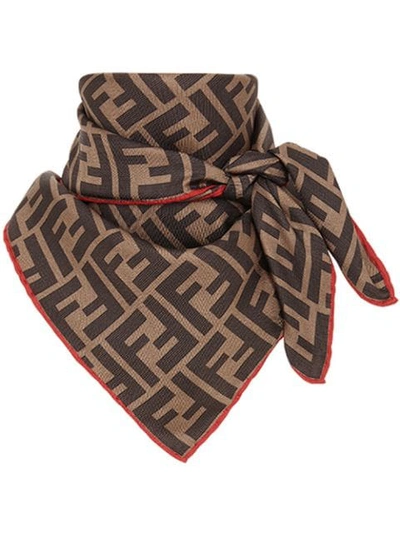 Shop Fendi Ff Foulard In Brown