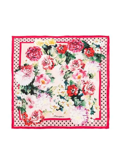 Shop Dolce & Gabbana Flower Print Scarf In Pink
