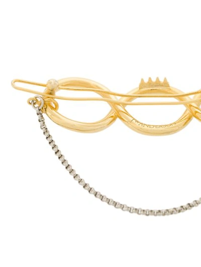 Shop Jw Anderson Gold Twisted Hair Barrette With Silver Chain