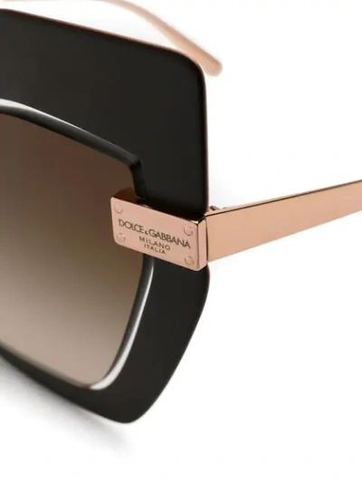 Shop Dolce & Gabbana Cat Eye Frame Sunglasses In Brown