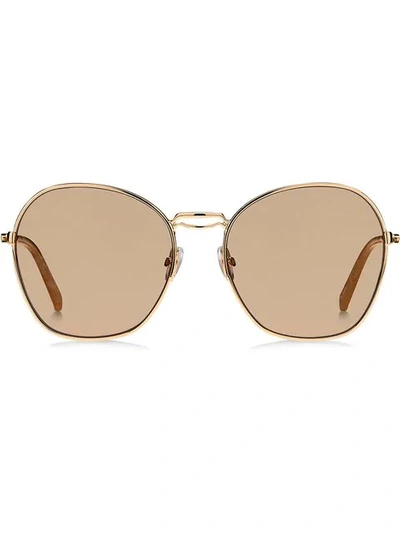 Shop Max Mara Round Frame Sunglasses In Gold