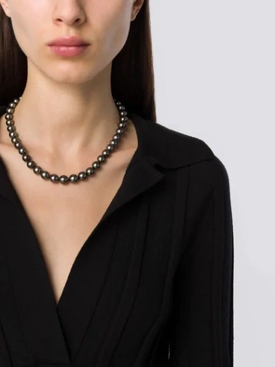 Shop Yoko London 18kt White Gold Classic Tahitian Pearl Necklace In 7