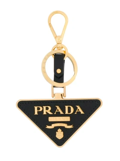 PRADA SIGNATURE LOGO KEYRING - 黑色
