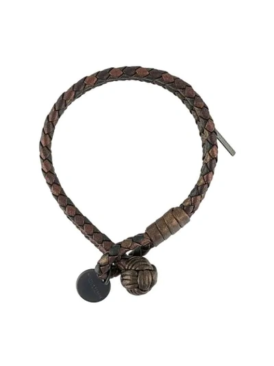 Shop Bottega Veneta Intrecciato Weave Woven Bracelet In Brown