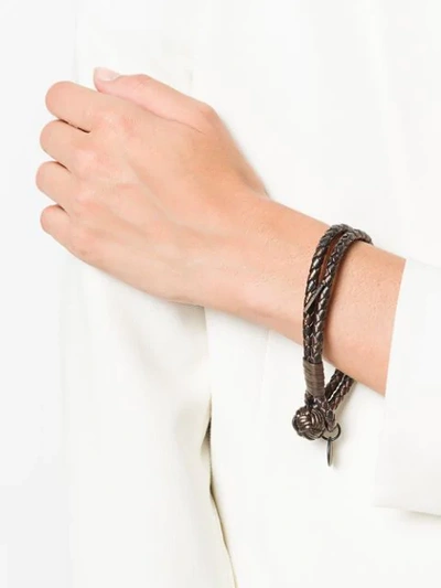 Shop Bottega Veneta Intrecciato Weave Woven Bracelet In Brown