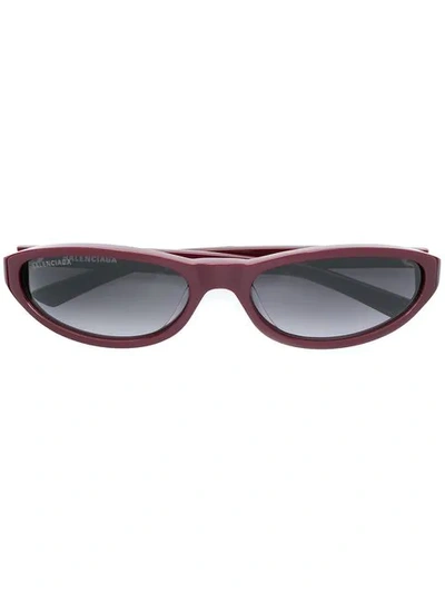 Shop Balenciaga Neo Oval Sunglasses In Red