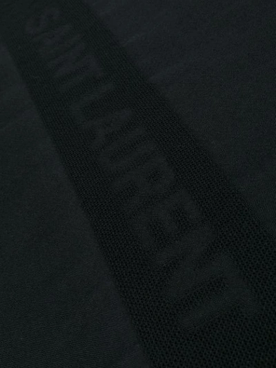 Shop Saint Laurent Oversized Logo Fringed Scarf In Black
