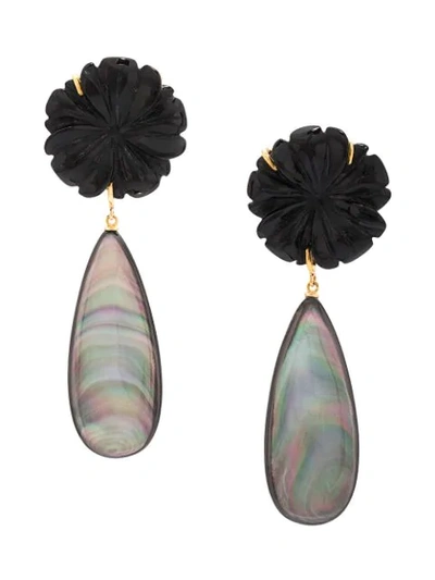 Shop Lizzie Fortunato Night Bloom Earrings In Black