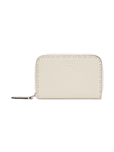 Shop Fendi Zip Around Wallet In White
