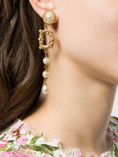 Shop Dolce & Gabbana Logo Earrings In Gold