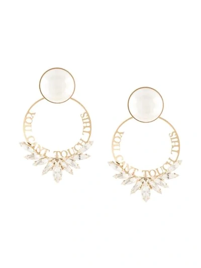 Shop Anton Heunis Slogan Hoop Earrings In Gold