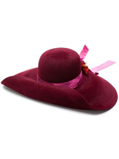 Shop Gucci Upturned Wide Hat In Red