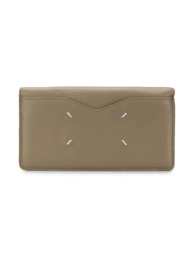 Shop Maison Margiela Logo Embossed Zip Around Wallet - Neutrals