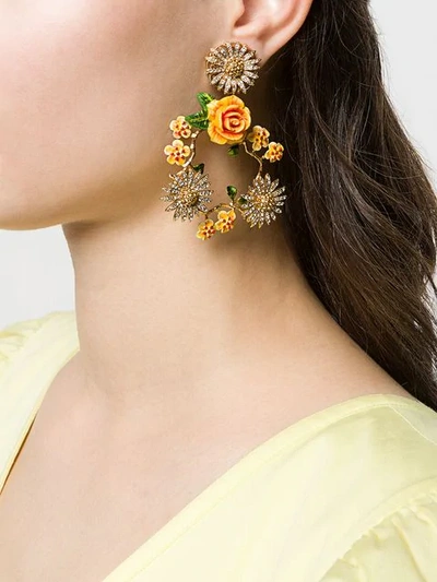 Shop Dolce & Gabbana Ornate Floral Earrings - Yellow