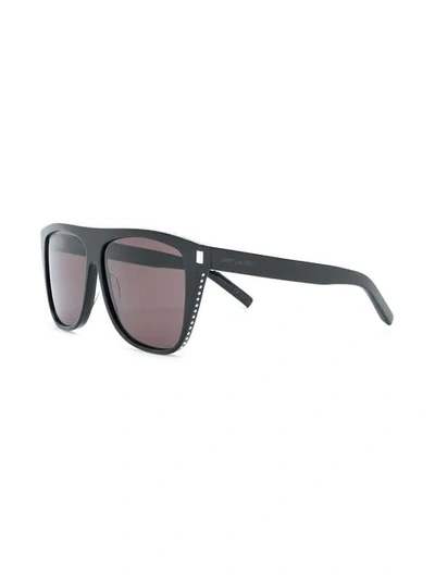 Shop Saint Laurent Rhinestone Embellished Sunglasses In Black