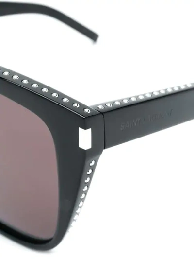 Shop Saint Laurent Rhinestone Embellished Sunglasses In Black