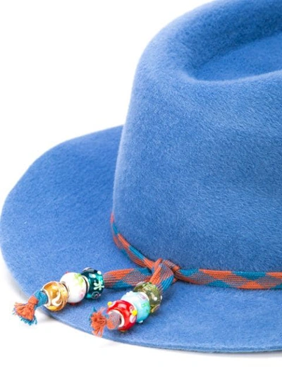 Shop Maison Michel Faux Fur Fedora Hat In Blue