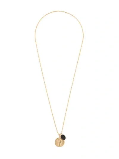 Shop Saint Laurent Double Pendant Necklace In 8093 Or Laiton Noir