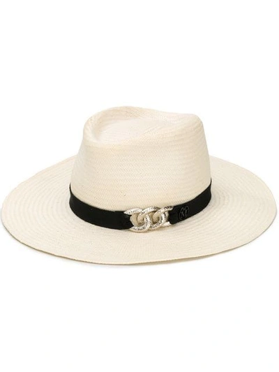 Shop Maison Michel Charles Fedora Hat In Neutrals