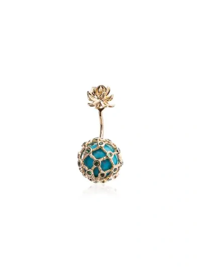 Shop Yvonne Léon Turquoise Mini Pineapple Gold Earring In Metallic