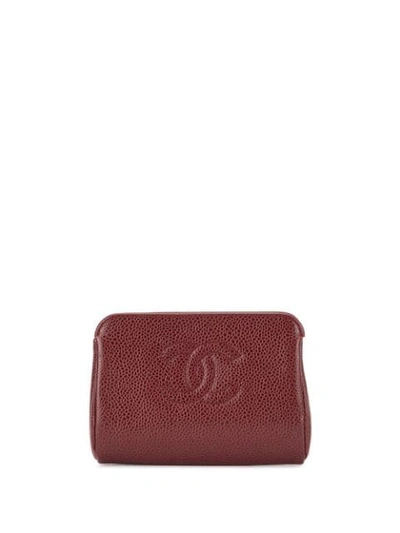 Pre-owned Chanel 2000-2002 Cc Logos Zipped Coin Purse In Red