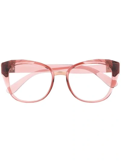 Shop Dolce & Gabbana Cat Eye Glasses In Pink