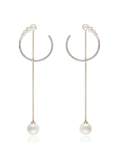 Shop Mateo 14k Gold, Diamond And Pearl Earrings In 107 - Metallic