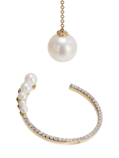 Shop Mateo 14k Gold, Diamond And Pearl Earrings In 107 - Metallic