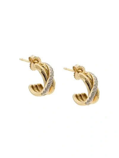 Shop John Hardy 18kt Yellow Gold Small J Hoop Diamond Earrings