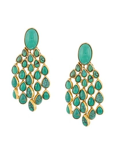 Shop Aurelie Bidermann Turquoise Drop Earrings In Gold