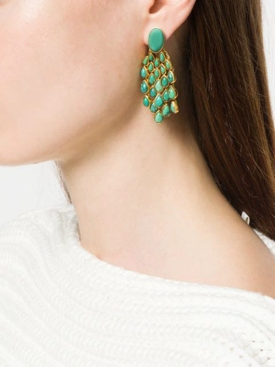 Shop Aurelie Bidermann Turquoise Drop Earrings In Gold