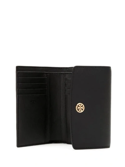 Shop Tory Burch Robinson Foldable Medium Wallet In Black