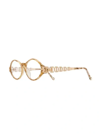 Pre-owned Christian Lacroix Oval Frame Glasses In Gold