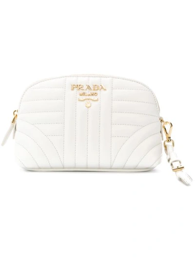 Shop Prada Quilted Leather Make Up Bag - White