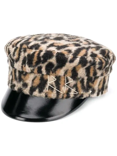 Shop Ruslan Baginskiy Leopard Baker Boy Hat In Black