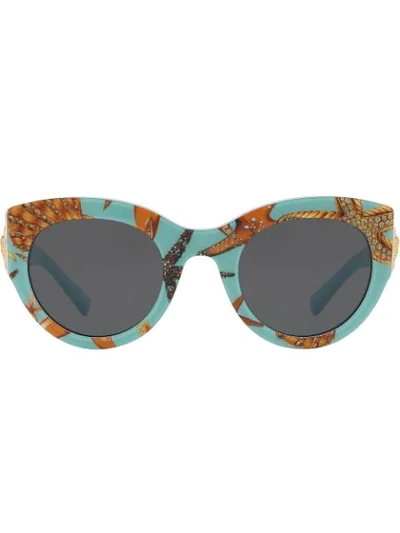 Shop Versace Tribute Printed Sunglasses In Blue